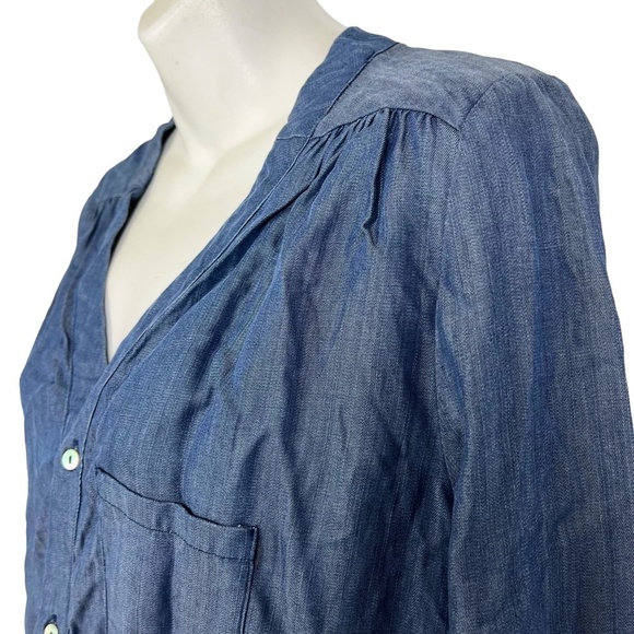 HONEY PUNCH Denim Chambray Long Sleeve Shirt Style Tunic V-Neck Dress sz Small S - Picture 5 of 16
